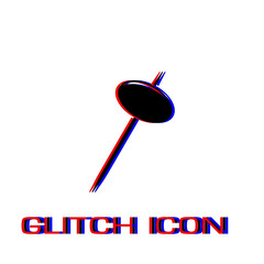 Olive on stick icon flat. Simple pictogram - Glitch effect. Vector illustration symbol