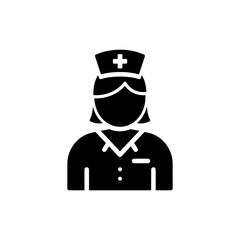 Nurse with Cross Hat Icon Representing Healthcare Worker