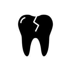 Tooth Icon with Crack Line for Dental Health Issues