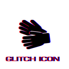 Garden Gloves icon flat. Simple pictogram - Glitch effect. Vector illustration symbol