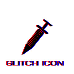 Culinary kitchen syringe icon flat. Simple pictogram - Glitch effect. Vector illustration symbol