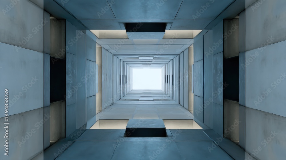 Aufkleber abstract tunnel perspective with geometric shapes and light at the end, illustrating vision and futu