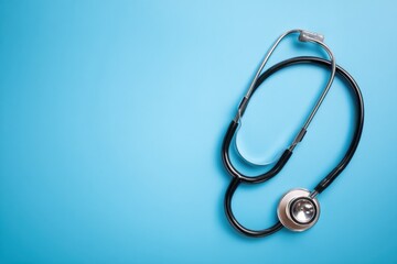 Stethoscope on Light Blue Background, Representing Healthcare Solutions and Medical Consultation Services for Patient Care and Wellness Programs : Generative AI