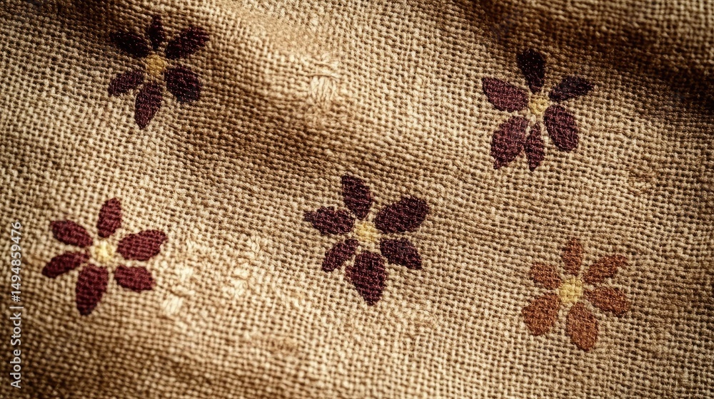 Poster close-up view of a textile with a floral pattern.