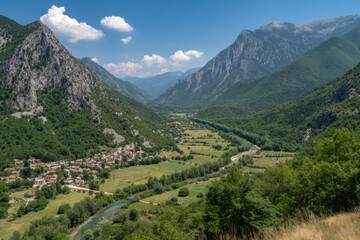 Naklejka premium Beautiful Valley Views and Majestic Mountain Peaks