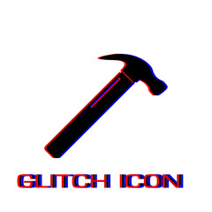 Claw hammer icon flat. Simple pictogram - Glitch effect. Vector illustration symbol