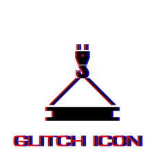 Crane icon flat. Simple pictogram - Glitch effect. Vector illustration symbol