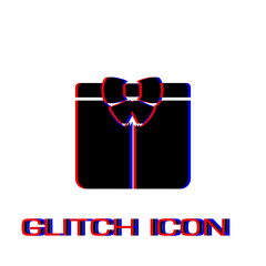 Gift icon flat. Simple pictogram - Glitch effect. Vector illustration symbol