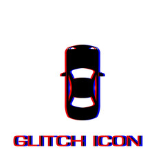 Car icon flat. Simple pictogram - Glitch effect. Vector illustration symbol