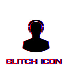 Meloman icon flat. Simple pictogram - Glitch effect. Vector illustration symbol