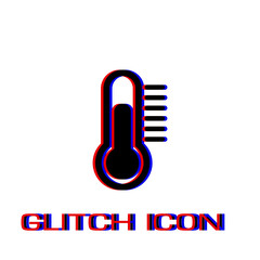 Thermometer icon flat. Simple pictogram - Glitch effect. Vector illustration symbol