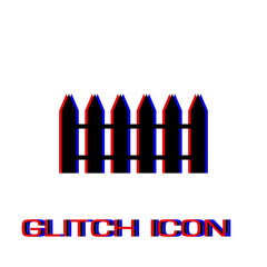 Fence icon flat. Simple pictogram - Glitch effect. Vector illustration symbol