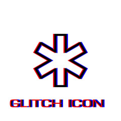 Medical icon flat. Simple pictogram - Glitch effect. Vector illustration symbol