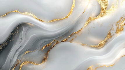 Biała tekstura marmuru ze złotymi falami, dekoracja generative ai 