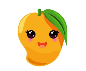 cute mango fruit illustration, With white background