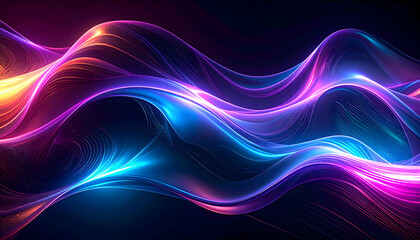 Abstract Wave of Glowing Light in Blue Pink and Orange