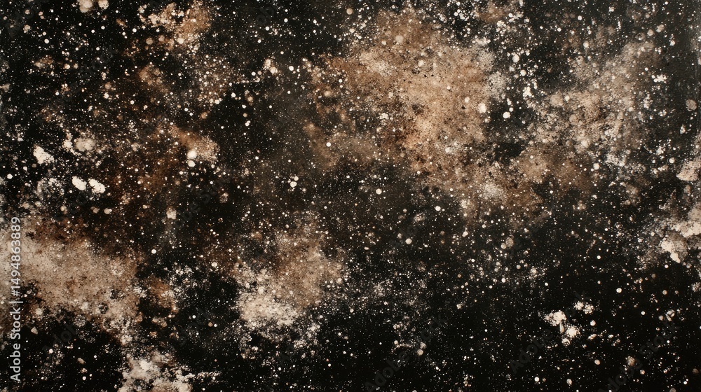 Poster dark textured surface with scattered speckles and patches.