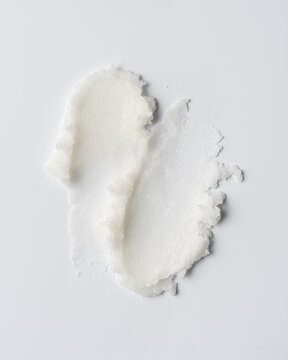 Coconut Oil Texture Closeup &acirc;&euro;&ldquo; Solid Organic Skincare or Food Ingredient on White Background
