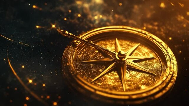 Golden compass closeup