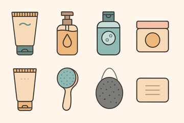 Beauty and skincare icon set &ndash; outline, line, cosmetic and wellness symbols