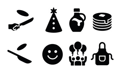 Breakfast and party icons set - solid, filled, morning celebration graphics