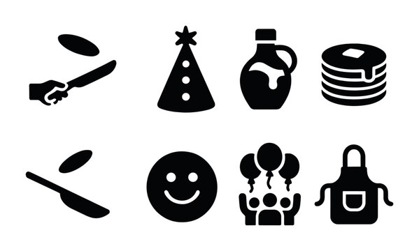 Breakfast and party icons set - solid, filled, morning celebration graphics