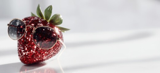 Stylische Erdbeere mit Sonnenbrille