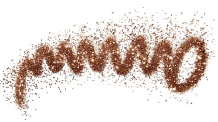 A brown glitter swirl on black background isolated on transparent background.png white backgroundparent background