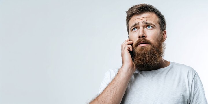 Man looking concerned while holding phone after suspicious call  