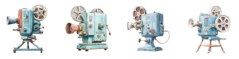 Vintage movie projection in different angles
