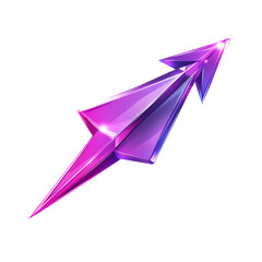 Futuristic Arrow with Angular Design in Radiant Violet Isolated on Transparent Background