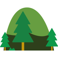 Simple Illustration of Forest Trees and Mountain element Illustration