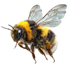 A bumblebee with wings on a black background isolated on transparent background.png white backgroundparent background