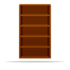 Empty wooden bookcase vector isolated illustration