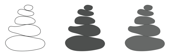 Balanced Zen stone logo template Vector Zen yoga stones stack or spa pebbles black and white graphic line illustration. EPS 10 . 
