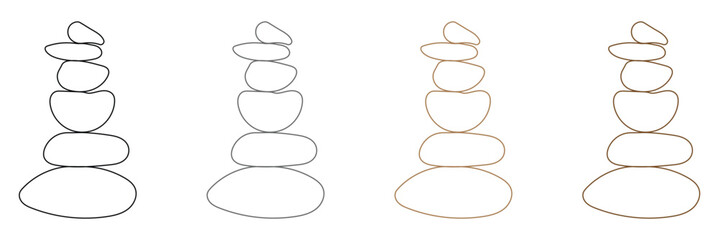 Balanced Zen stone logo template Vector Zen yoga stones stack or spa pebbles black and white graphic line illustration. EPS 10 . 