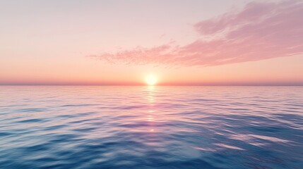 Obraz premium Stunning Pastel Sunset Over Calm Ocean: Breathtaking Beach Wallpaper
