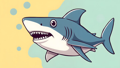 Obraz premium Playful retro pop art shark illustration in vintage comic book style PNG, craft clay. isolated with white highlights