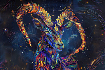 Astrological abstract composition with concept of Capricorn zodiac sign symbol