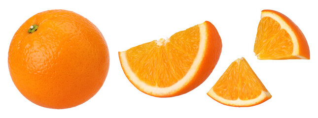 Orange fruit and slices isolated, transparent PNG, PNG format, This is a photo taken by a camera,...