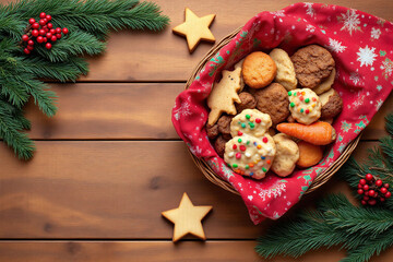 wooden table topped with lots of different types of food