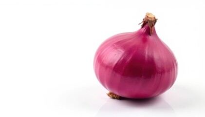 Single red onion, vibrant color, clean white background , antioxidant, cooking