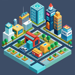 vector isometric city