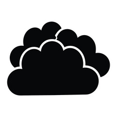 Black silhouette of a fluffy cloud with an outline against white background