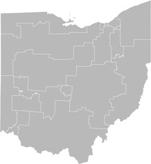 Ohio congressional districts vector map (Web Mercator projection, PPT-compatible & fully editable)