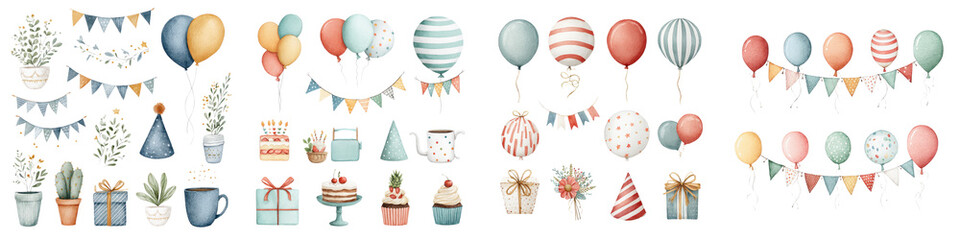 Obraz premium Colorful birthday party elements