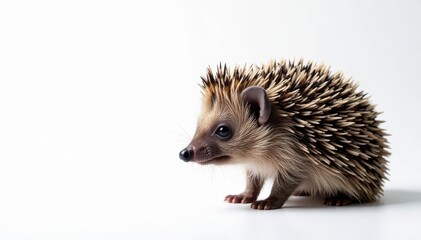 Obraz premium A single hedgehog against a bright white backdrop, image, spine, pet