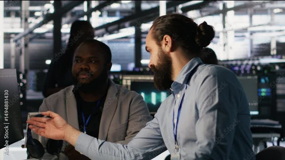 Poster lead data center engineer oversees team integrating ai automation tools during infrastructure mainte