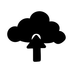 A simple illustration of cloud storage with an arrow pointing upward