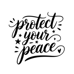 Protect Your Peace. Mental Health Quotes Vector Design Isolated on White Background